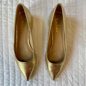 Lulu’s Gold Croc Pointed Toe Low Block Heel - Size 9 - Never Worn!